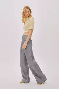 Candice Blue Linen-Blend Striped Pants